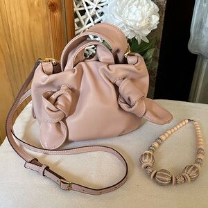 STAUD Blush Mini Bag with Bow Accents, $100, NWOT, 10” wide, 6” high,  strap 45”